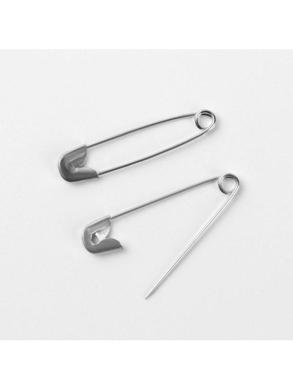 Булавки английские, №00, 22 × 3 мм, 80 шт, цвет серебряный