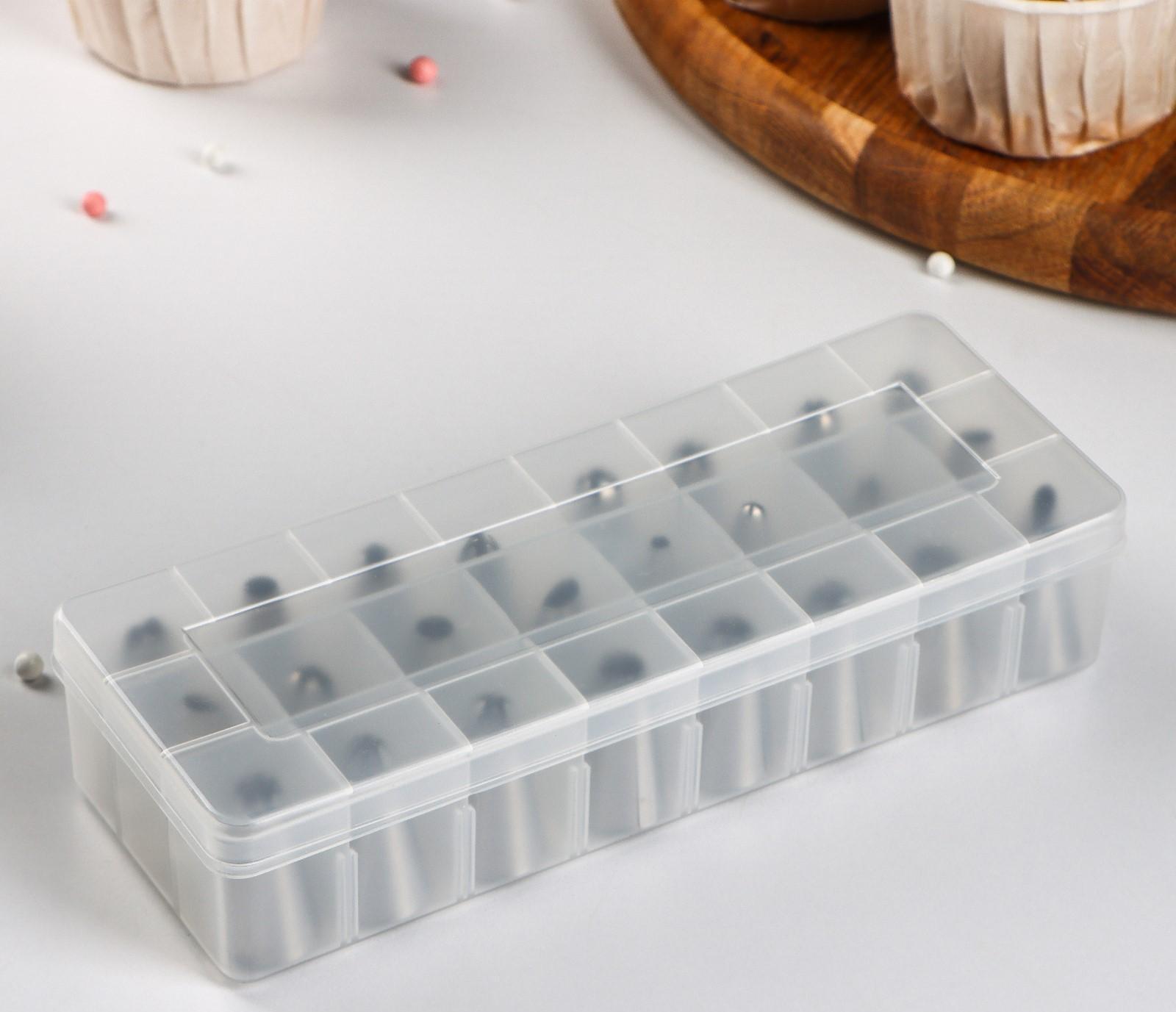 Набор насадок кондитерских, d=1,5 см, 24 шт, в кейсе, насадки в ассортименте