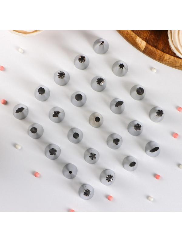 Набор насадок кондитерских, d=1,5 см, 24 шт, в кейсе, насадки в ассортименте