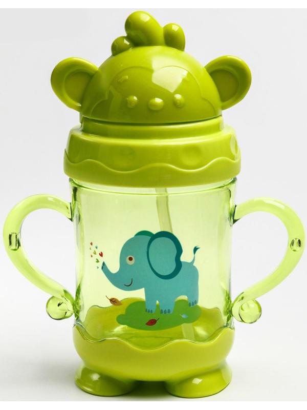 Поильник с трубочкой, 280 мл., с ручками, цвета МИКС