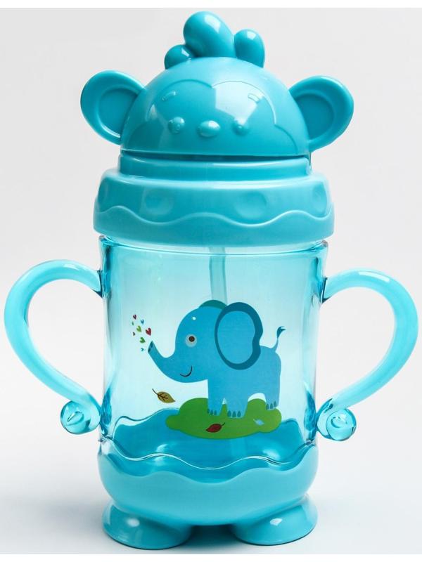 Поильник с трубочкой, 280 мл., с ручками, цвета МИКС