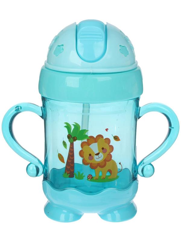 Поильник с трубочкой, 280 мл., с ручками, цвета МИКС