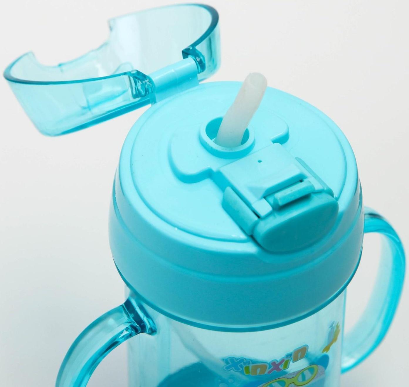 Поильник с трубочкой, 300 мл., с ручками, цвета МИКС