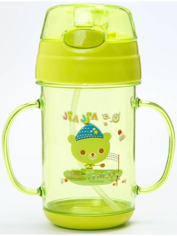 Поильник с трубочкой, 300 мл., с ручками, цвета МИКС