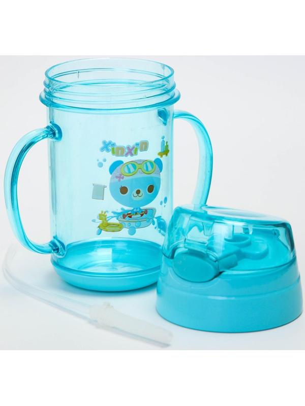 Поильник с трубочкой, 300 мл., с ручками, цвета МИКС
