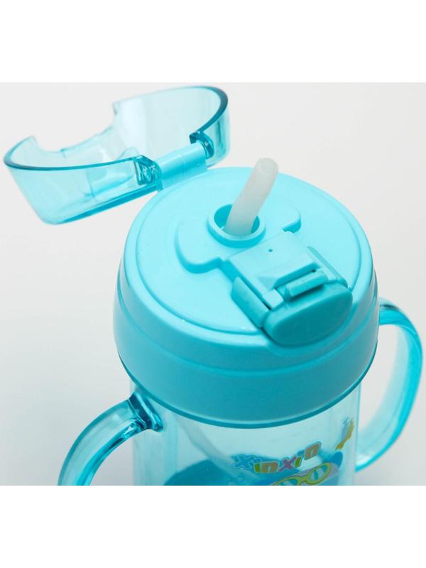 Поильник с трубочкой, 300 мл., с ручками, цвета МИКС