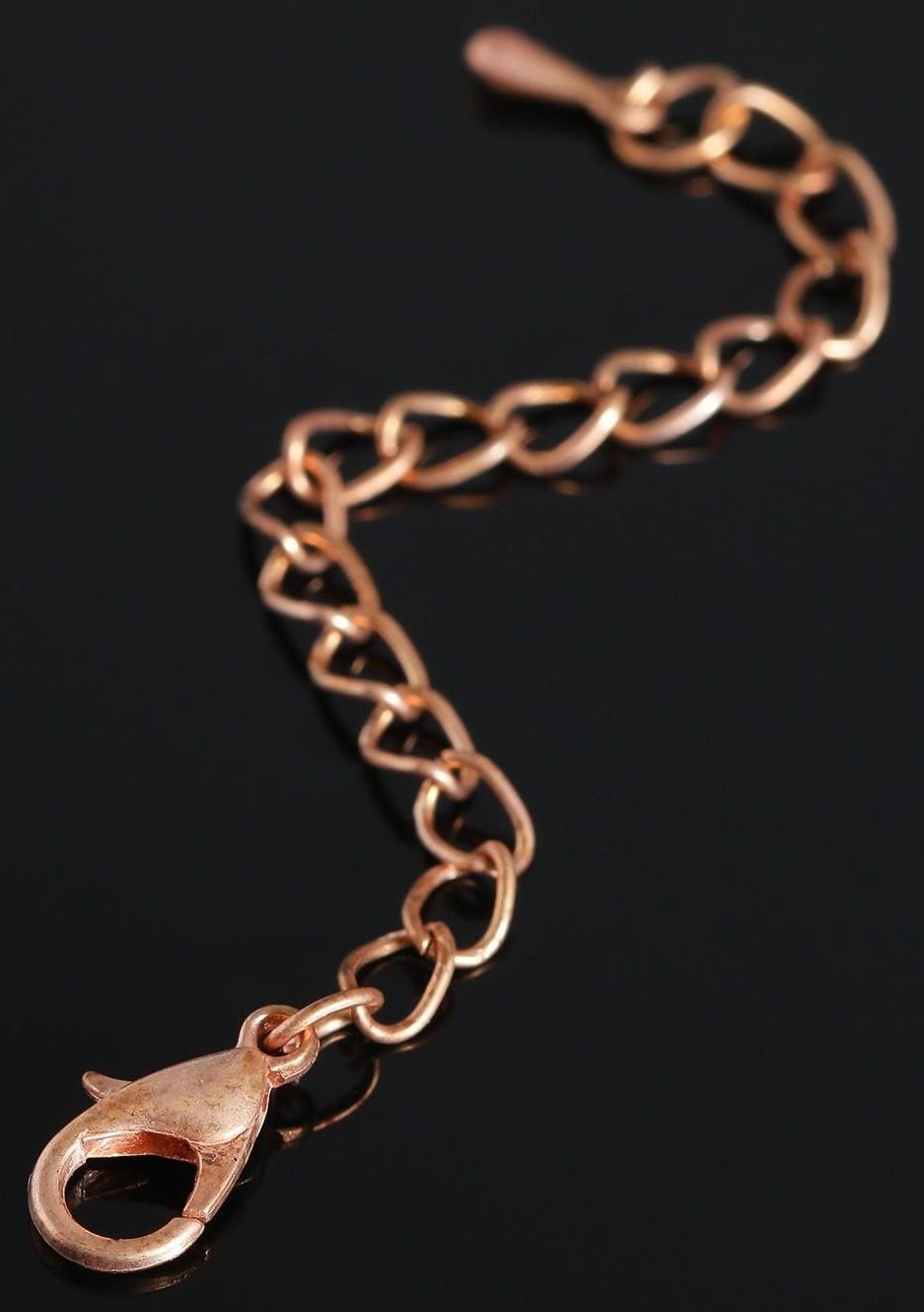 Замок-карабин (набор 5 шт), 15*8мм, с удлинительной цепочкой 7,5см, цвет меди