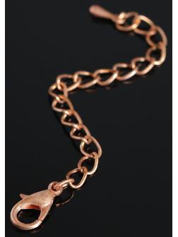 Замок-карабин (набор 5 шт), 15*8мм, с удлинительной цепочкой 7,5см, цвет меди
