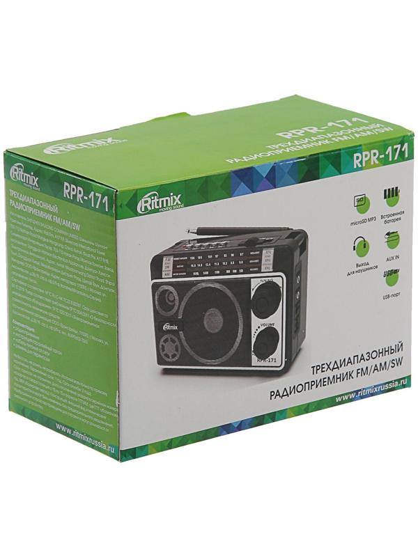 Радиоприёмник Ritmix RPR-171, FM, MP3, USB, AUX
