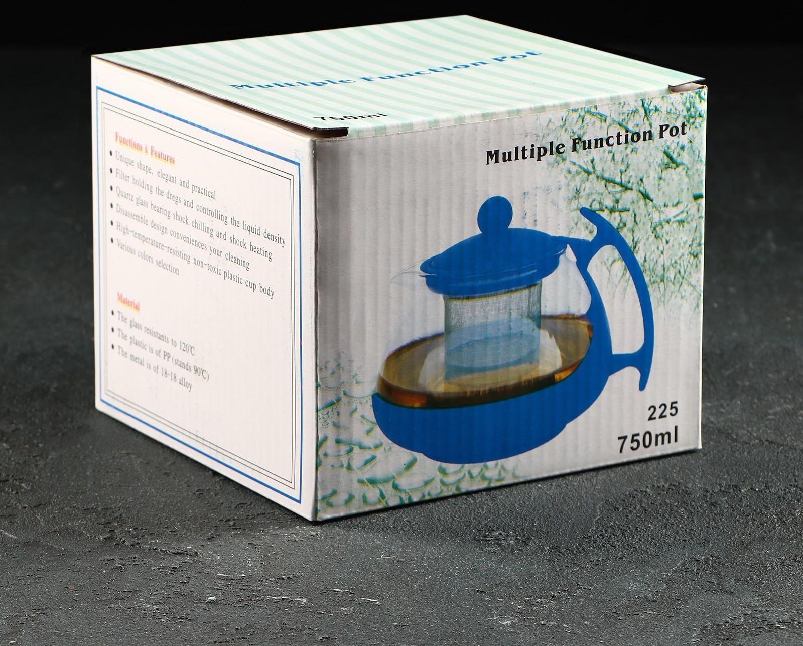 Чайник стеклянный заварочный «Яркость», 750 мл, с металлическим ситом, матовый, цвет МИКС