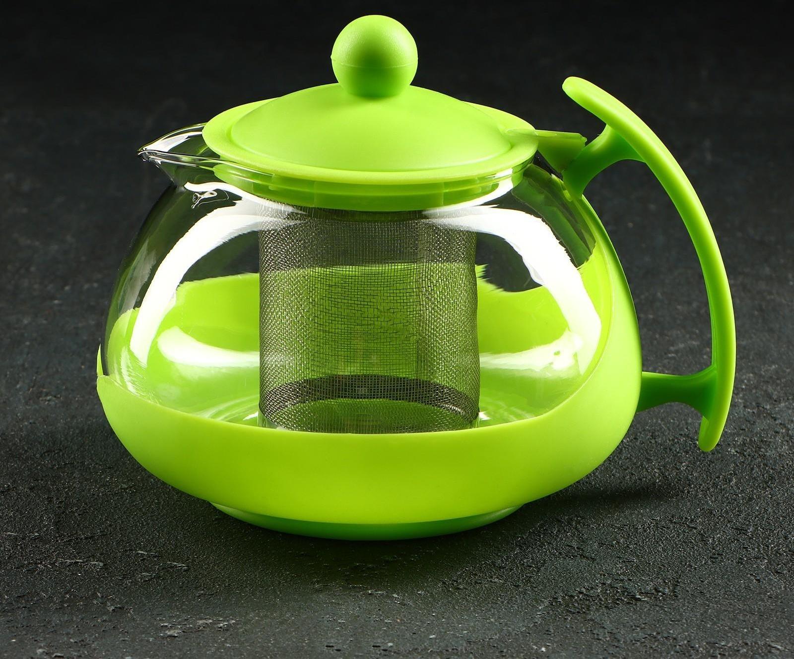 Чайник стеклянный заварочный «Яркость», 750 мл, с металлическим ситом, матовый, цвет МИКС