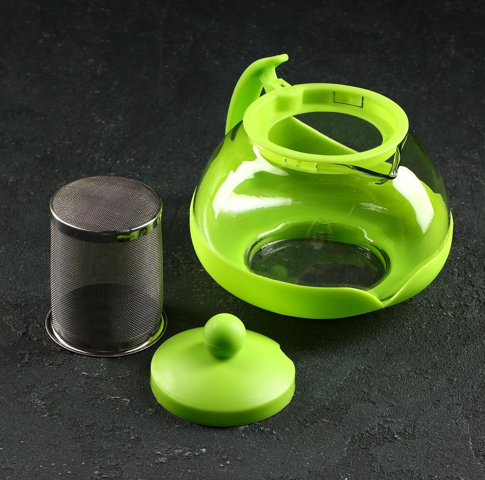 Чайник стеклянный заварочный «Яркость», 750 мл, с металлическим ситом, матовый, цвет МИКС