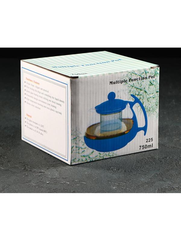 Чайник стеклянный заварочный «Яркость», 750 мл, с металлическим ситом, матовый, цвет МИКС