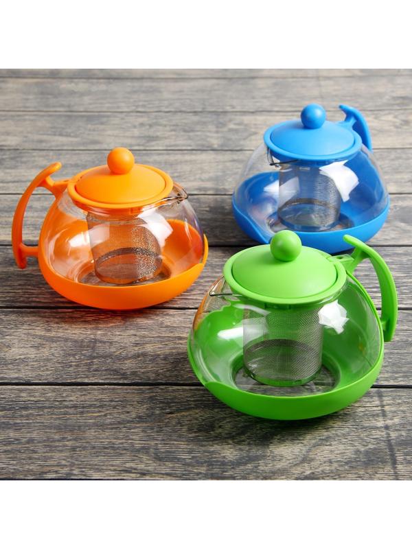 Чайник стеклянный заварочный «Яркость», 750 мл, с металлическим ситом, матовый, цвет МИКС