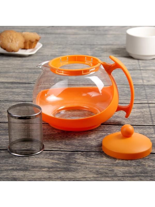 Чайник стеклянный заварочный «Яркость», 1,25 л, с металлическим ситом, матовый, цвет МИКС
