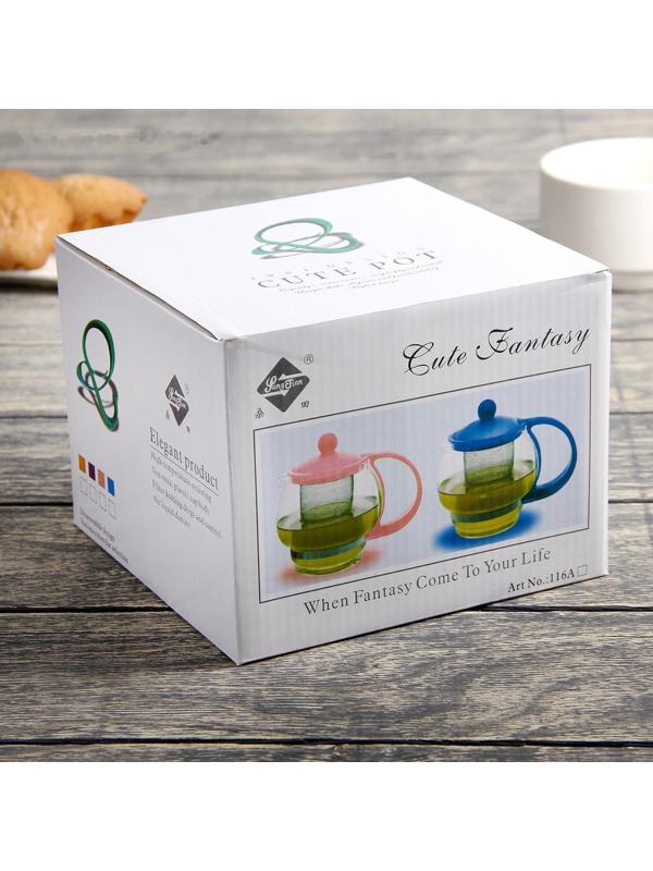 Чайник стеклянный заварочный «Яркость», 1,25 л, с металлическим ситом, матовый, цвет МИКС