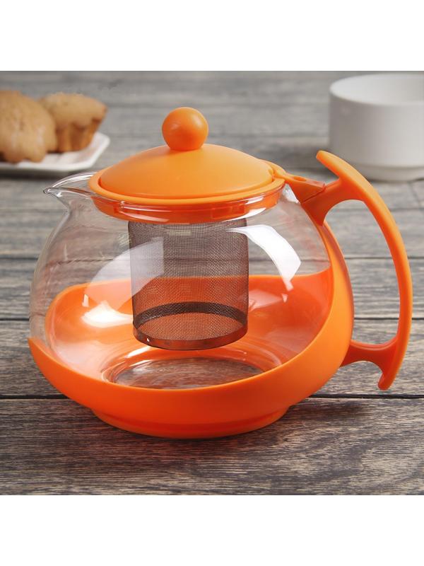 Чайник стеклянный заварочный «Яркость», 1,25 л, с металлическим ситом, матовый, цвет МИКС