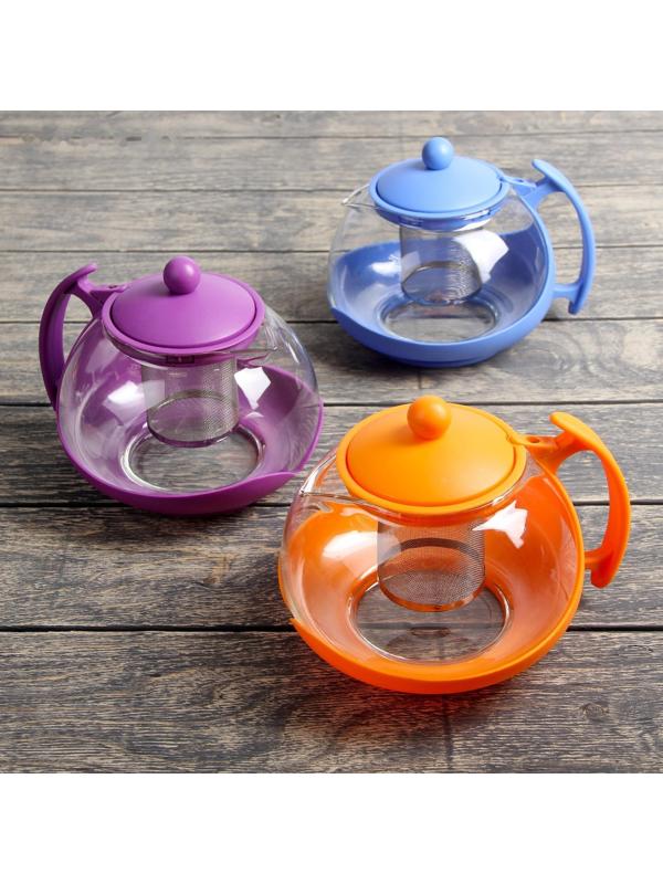 Чайник стеклянный заварочный «Яркость», 1,25 л, с металлическим ситом, матовый, цвет МИКС