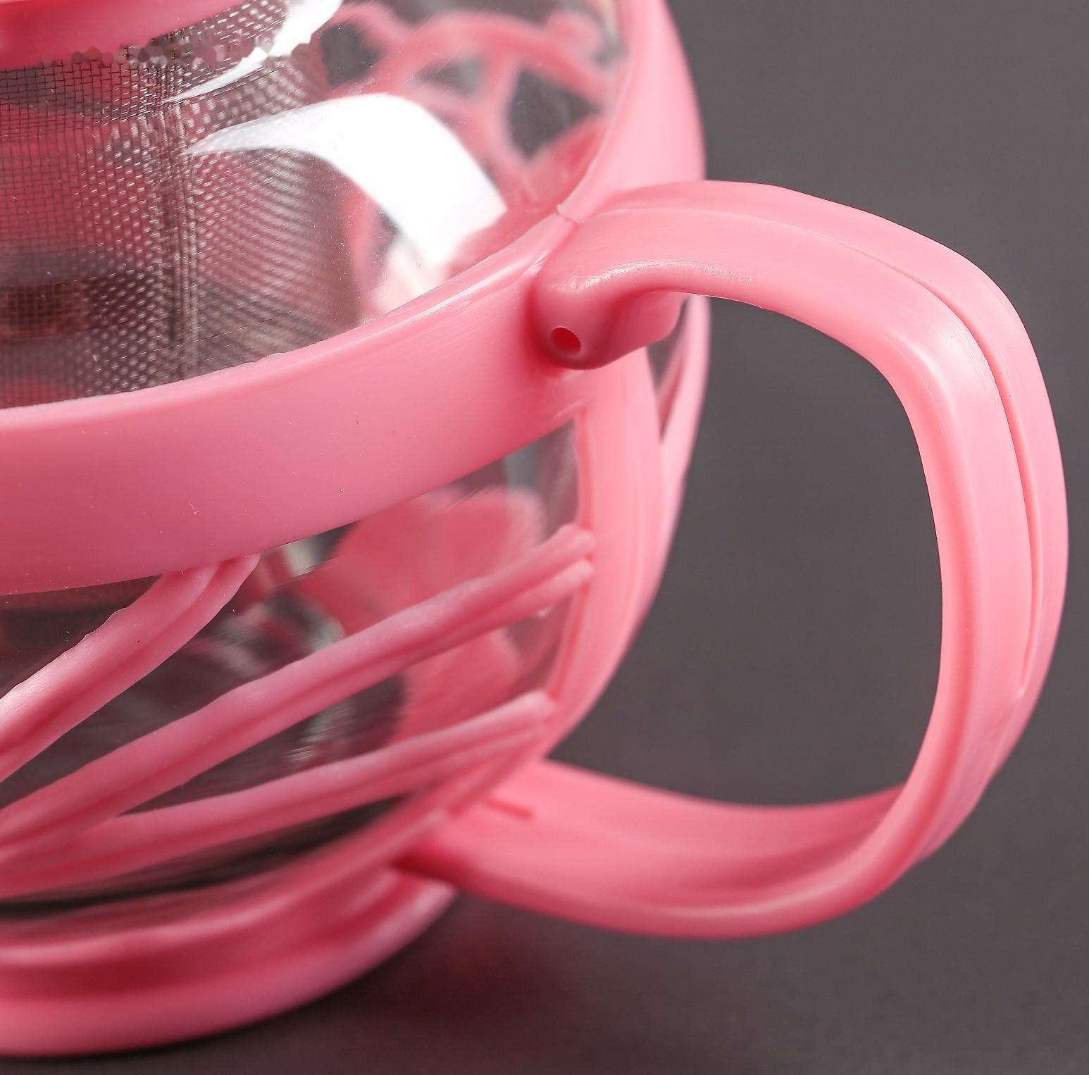 Чайник стеклянный заварочный «Флора», 700 мл, с металлическим ситом, цвет МИКС