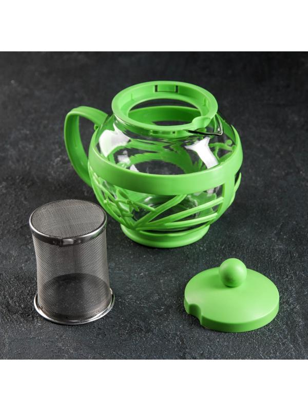 Чайник стеклянный заварочный «Флора», 700 мл, с металлическим ситом, цвет МИКС