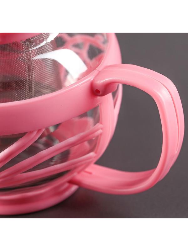 Чайник стеклянный заварочный «Флора», 700 мл, с металлическим ситом, цвет МИКС