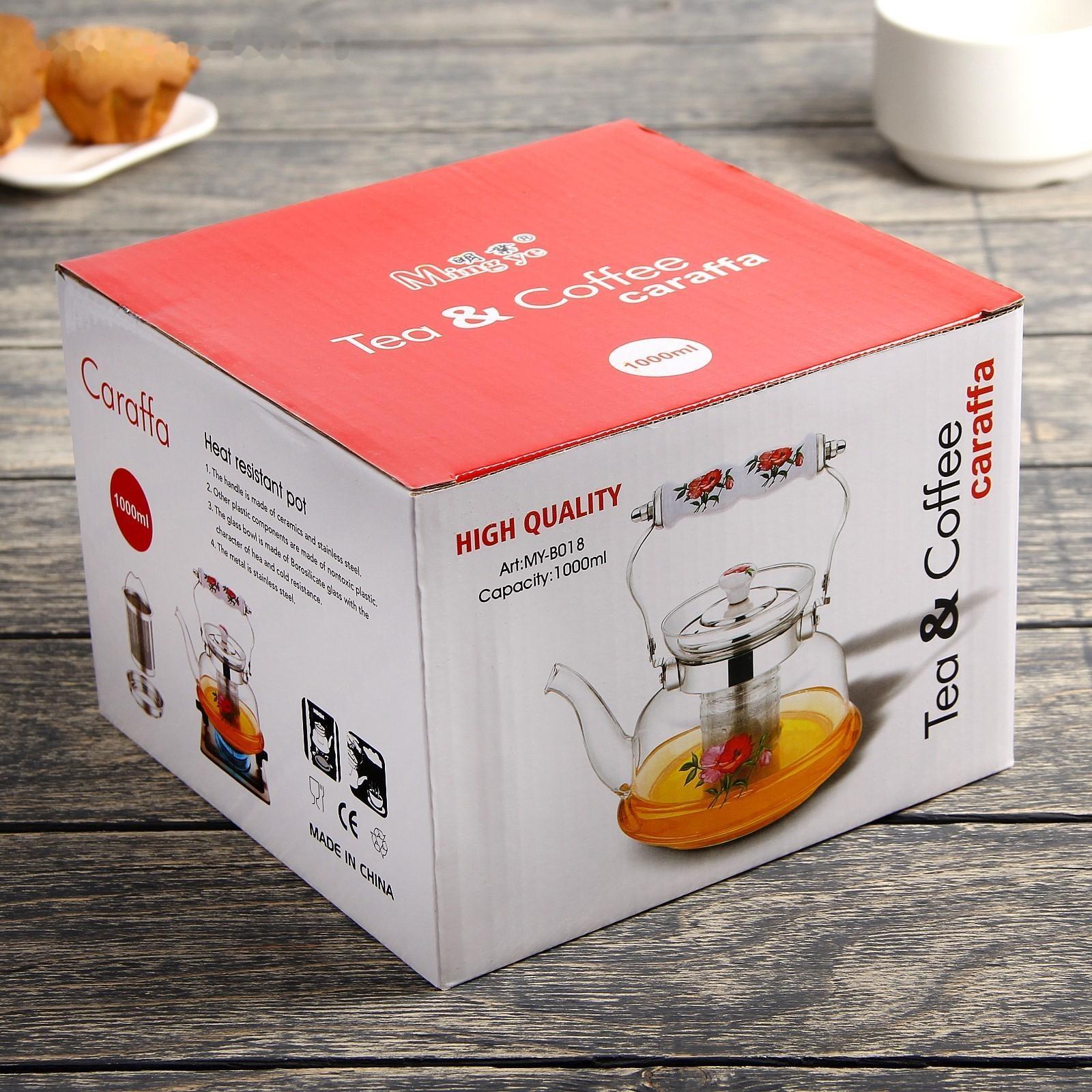 Чайник стеклянный заварочный «Мари», 1 л, 18×15×14 см, металлическое сито