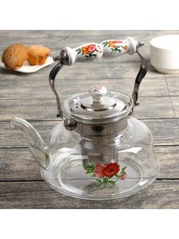 Чайник стеклянный заварочный «Мари», 1,4 л, 20,5×18×14 см, металлическое сито