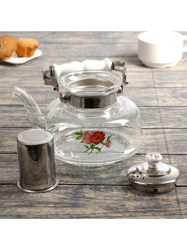 Чайник стеклянный заварочный «Мари», 1,4 л, 20,5×18×14 см, металлическое сито