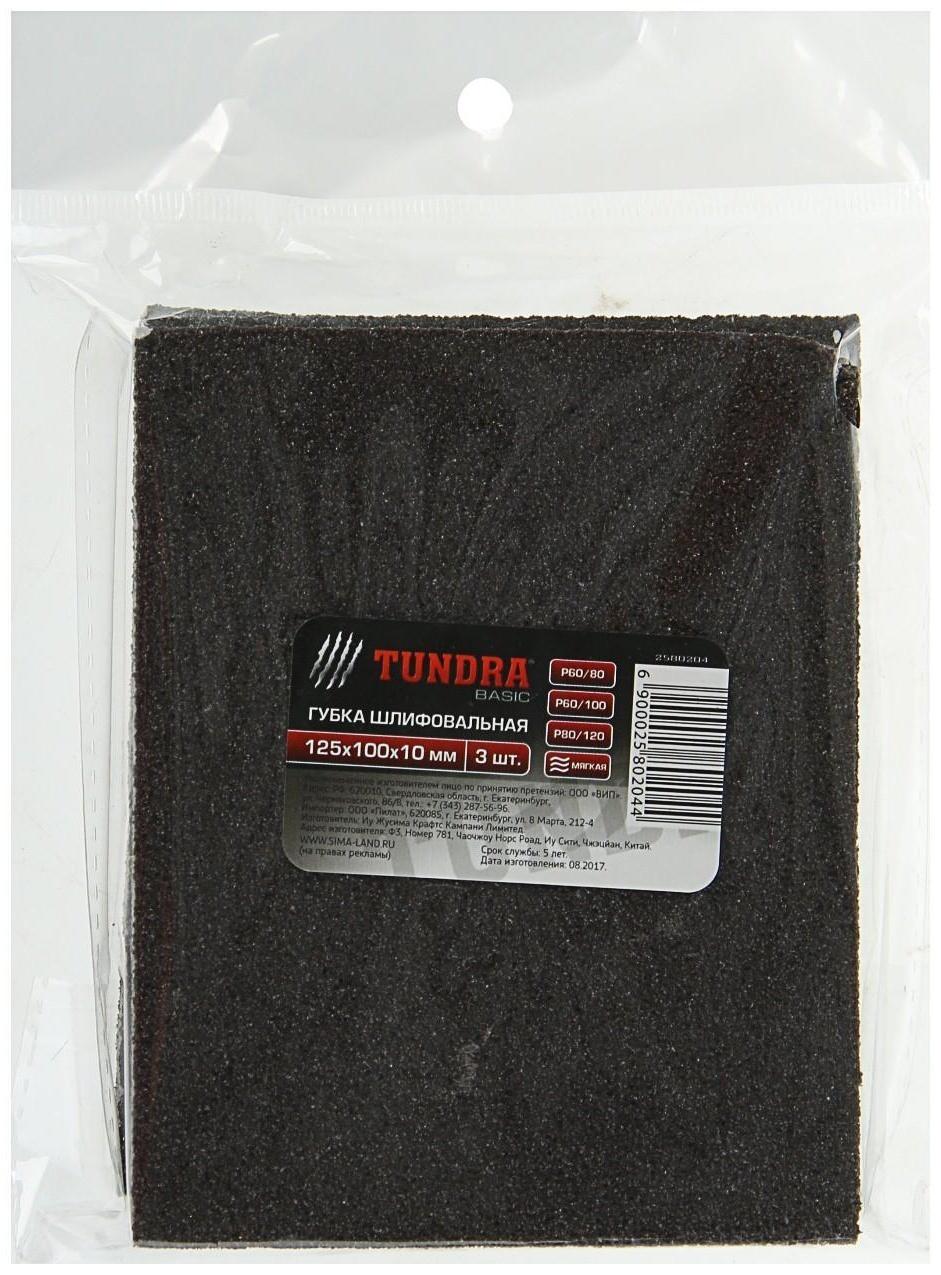Набор губок для шлифования ТУНДРА, мягкие, 125 х 100 х 10 мм, Р60/80 Р60/100 Р80/120
