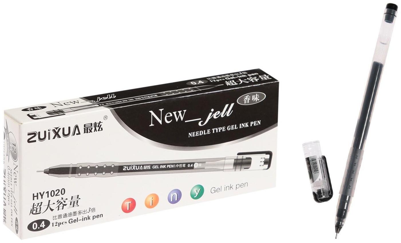 Ручка гелевая, 0.38 мм, чёрный, прозрачный корпус, бесстержневая, игольчатый пишущий узел