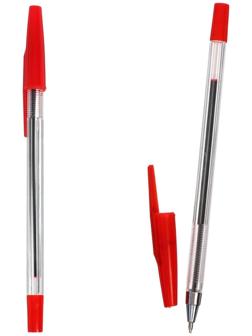 Ручка шариковая, 0.5 мм, стержень красный, корпус прозрачный, рифлёный держатель