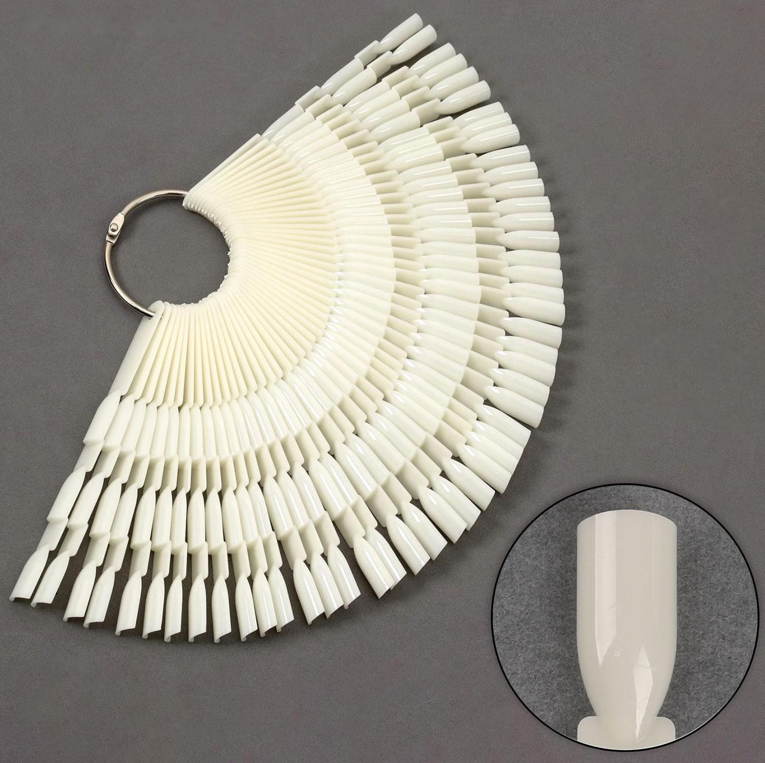 Палитра для лаков на кольце, форма квадрат, 50 шт по 3 ногтя, цвет слоновая кость