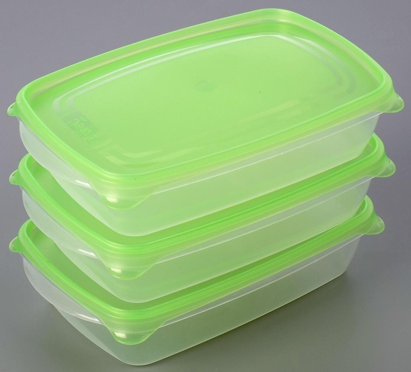 Набор контейнеров пищевых «Трио», 3 шт, 1,3 л, цвет МИКС