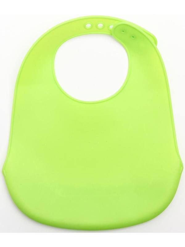Нагрудник для кормления силиконовый с карманом, цвет зелёный