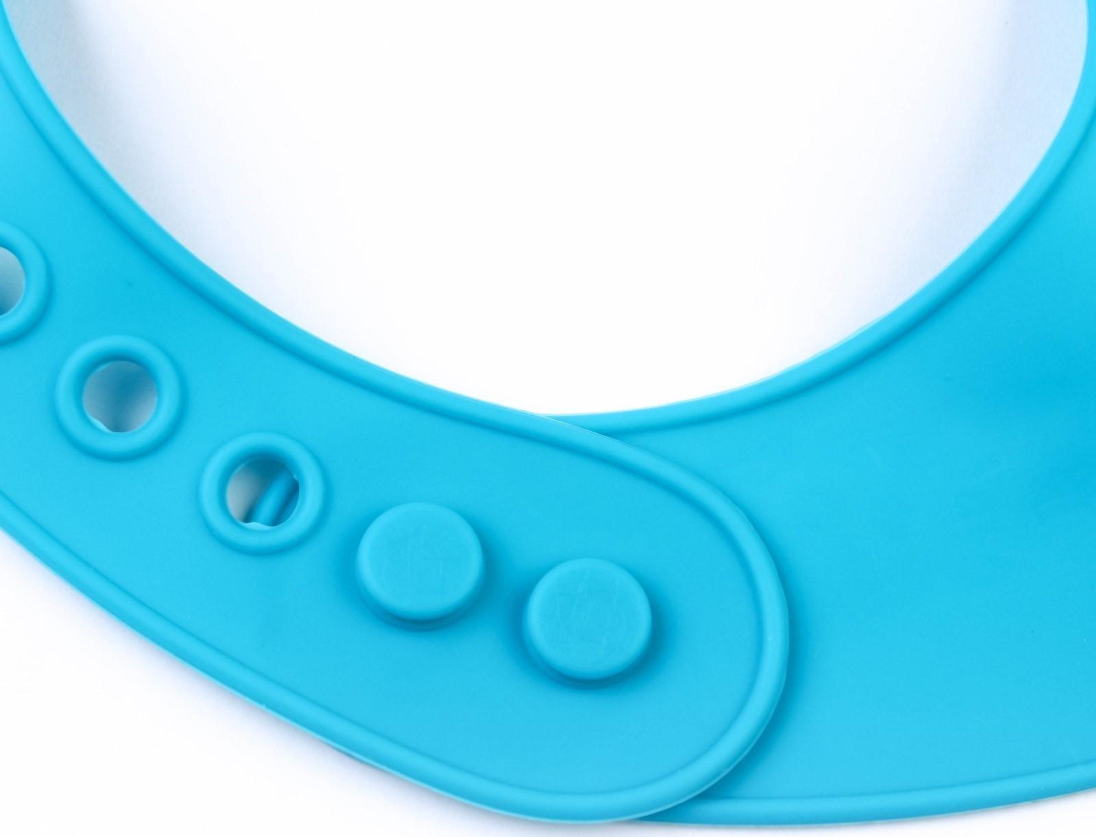 Нагрудник для кормления силиконовый с карманом, цвет голубой