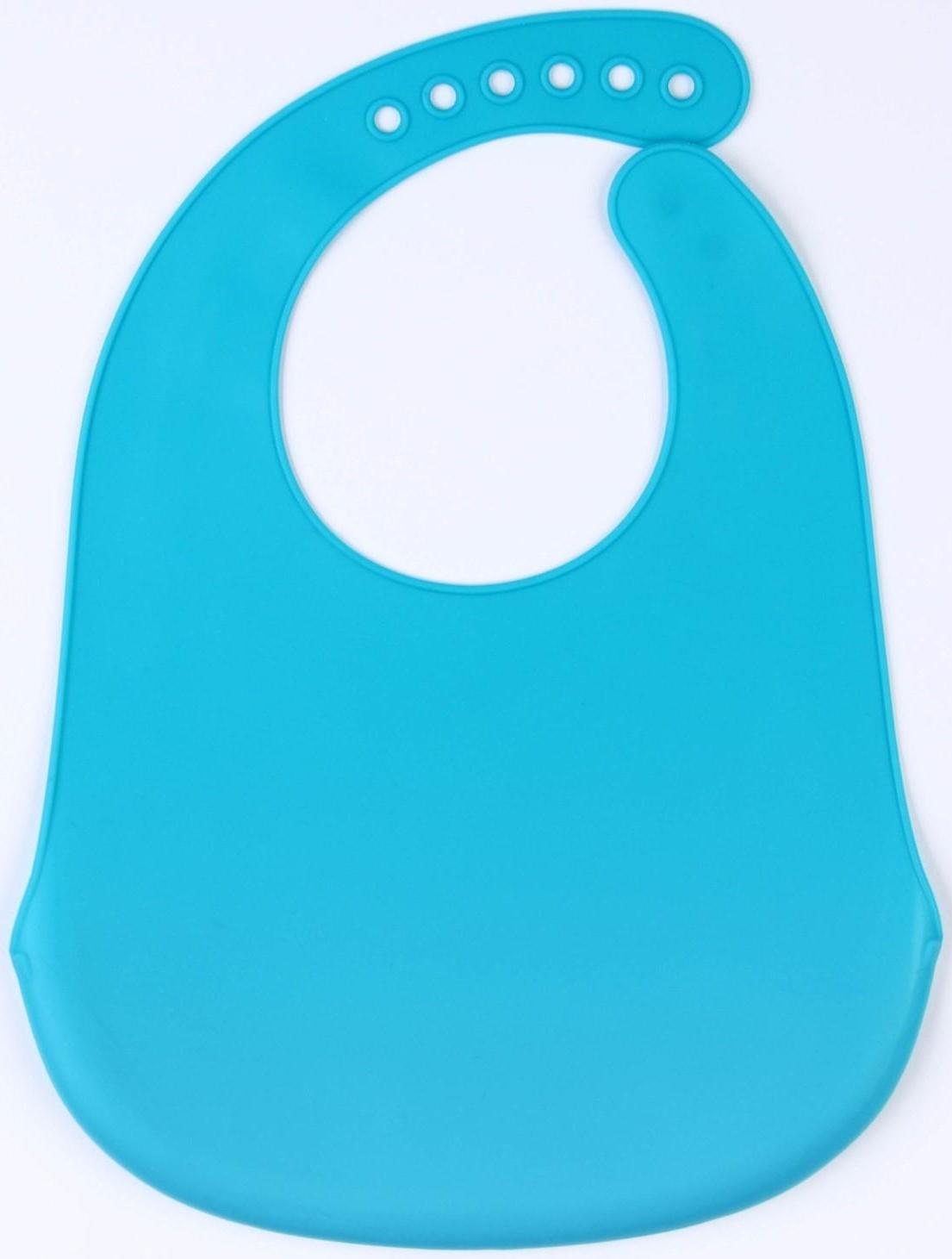 Нагрудник для кормления силиконовый с карманом, цвет голубой