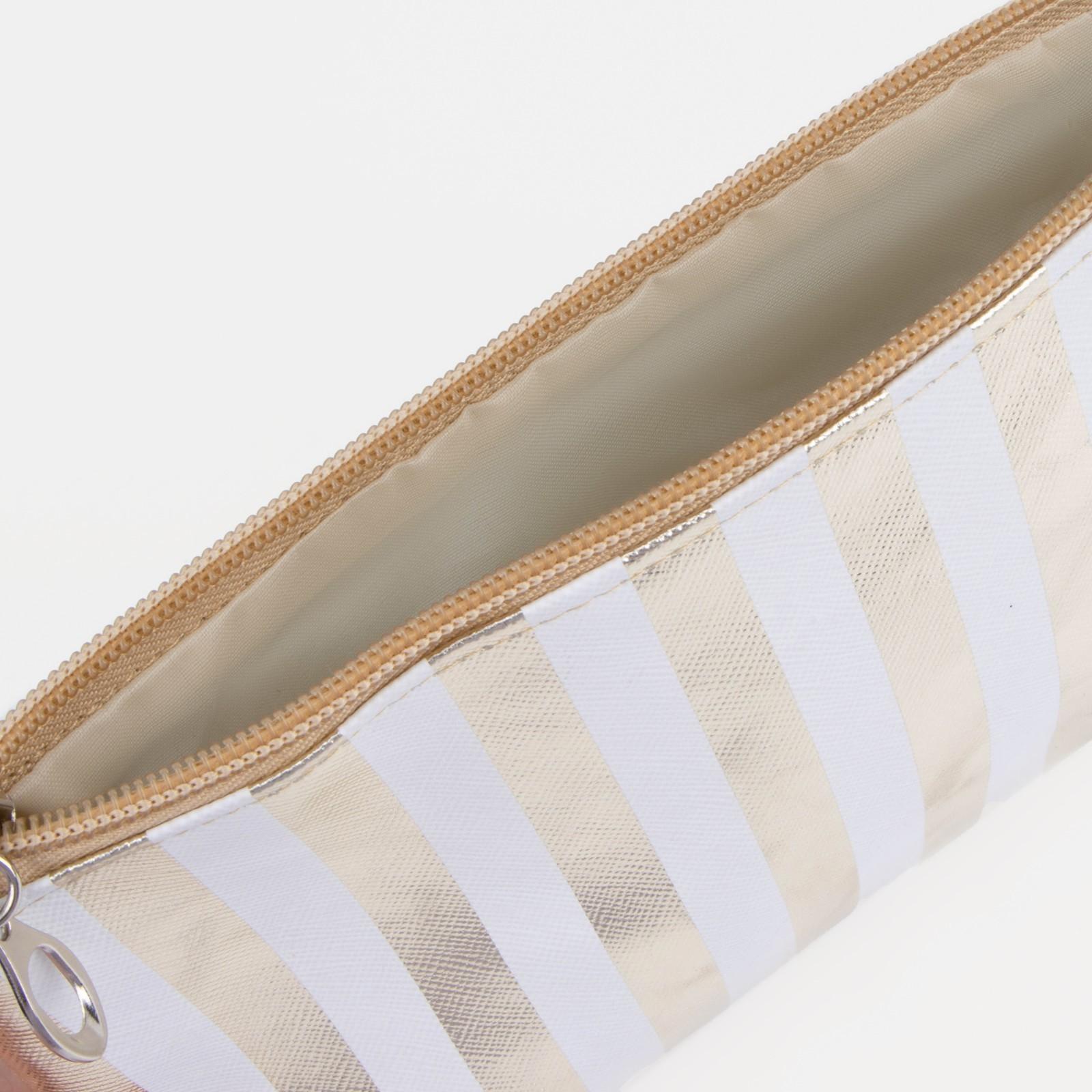 Набор косметичек 3 в 1 на молниях, цвет белый/золотистый