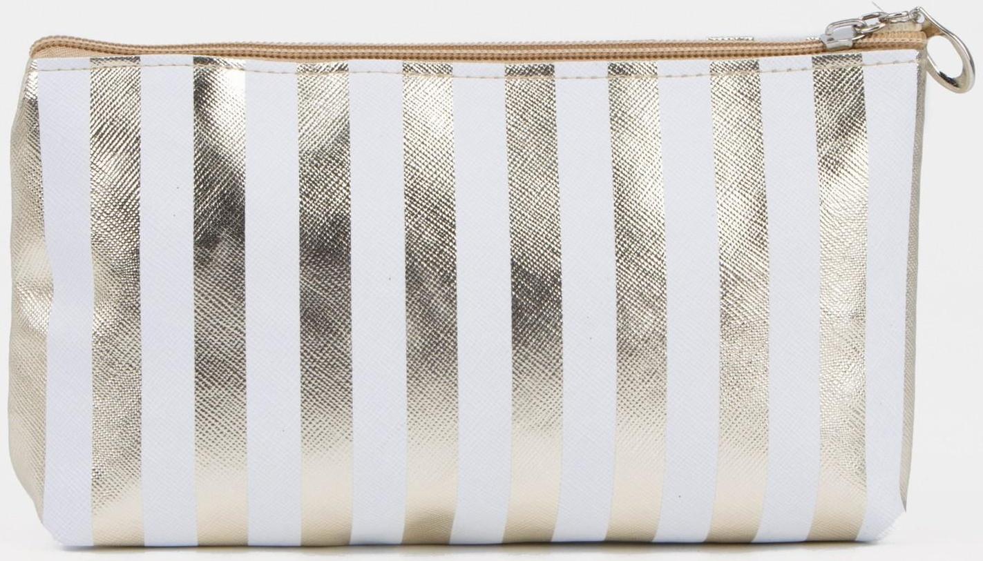 Набор косметичек 3 в 1 на молниях, цвет белый/золотистый