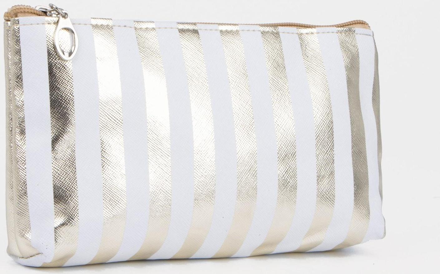 Набор косметичек 3 в 1 на молниях, цвет белый/золотистый