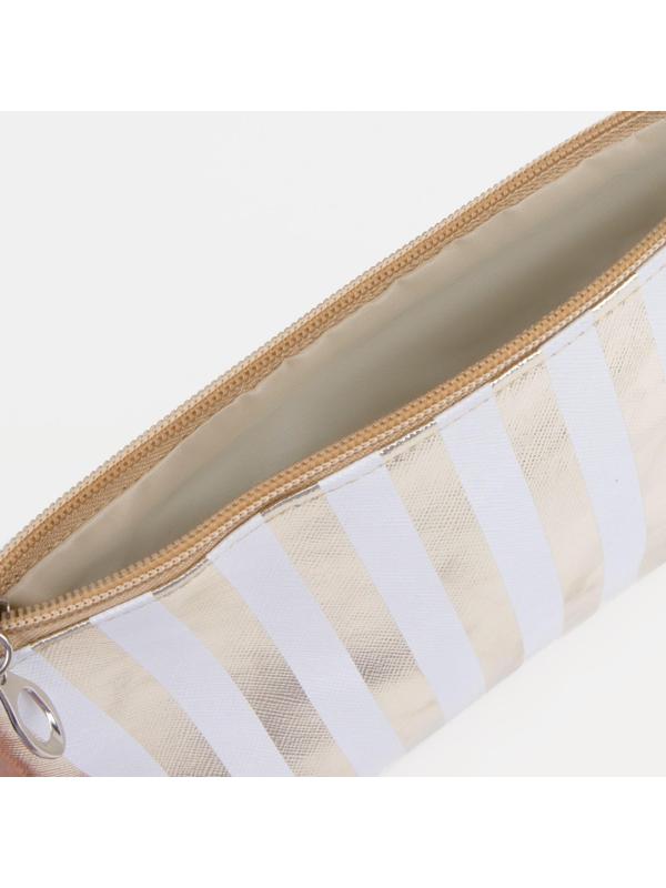 Набор косметичек 3 в 1 на молниях, цвет белый/золотистый