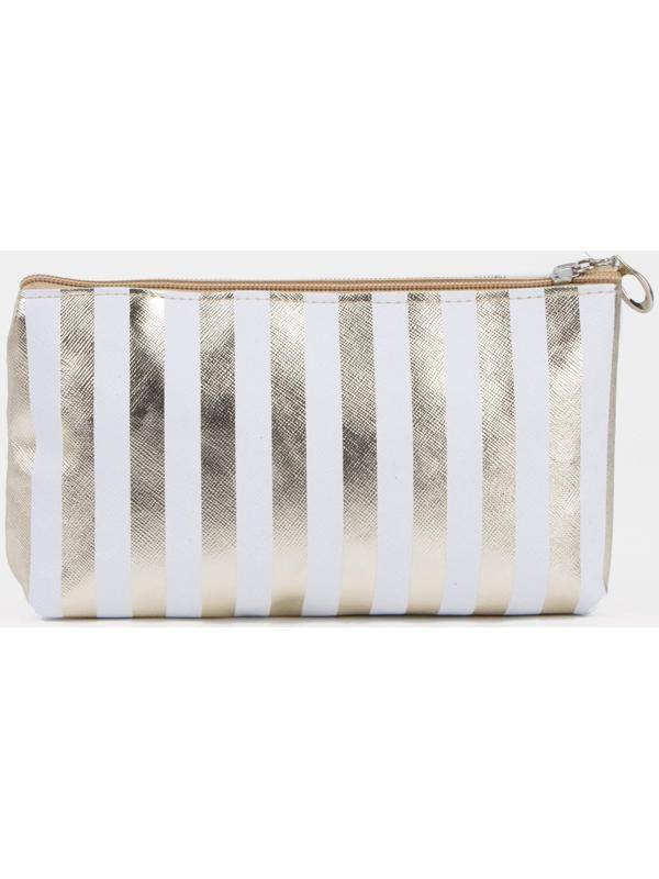 Набор косметичек 3 в 1 на молниях, цвет белый/золотистый