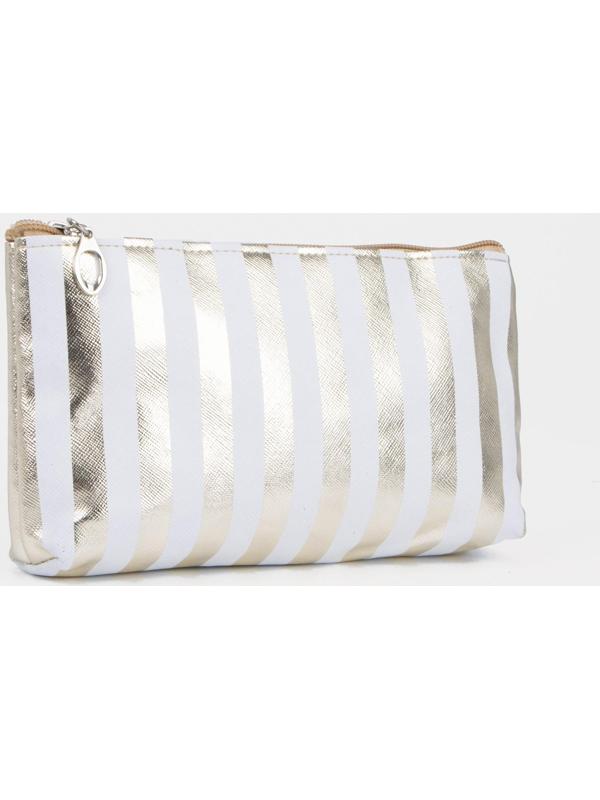 Набор косметичек 3 в 1 на молниях, цвет белый/золотистый