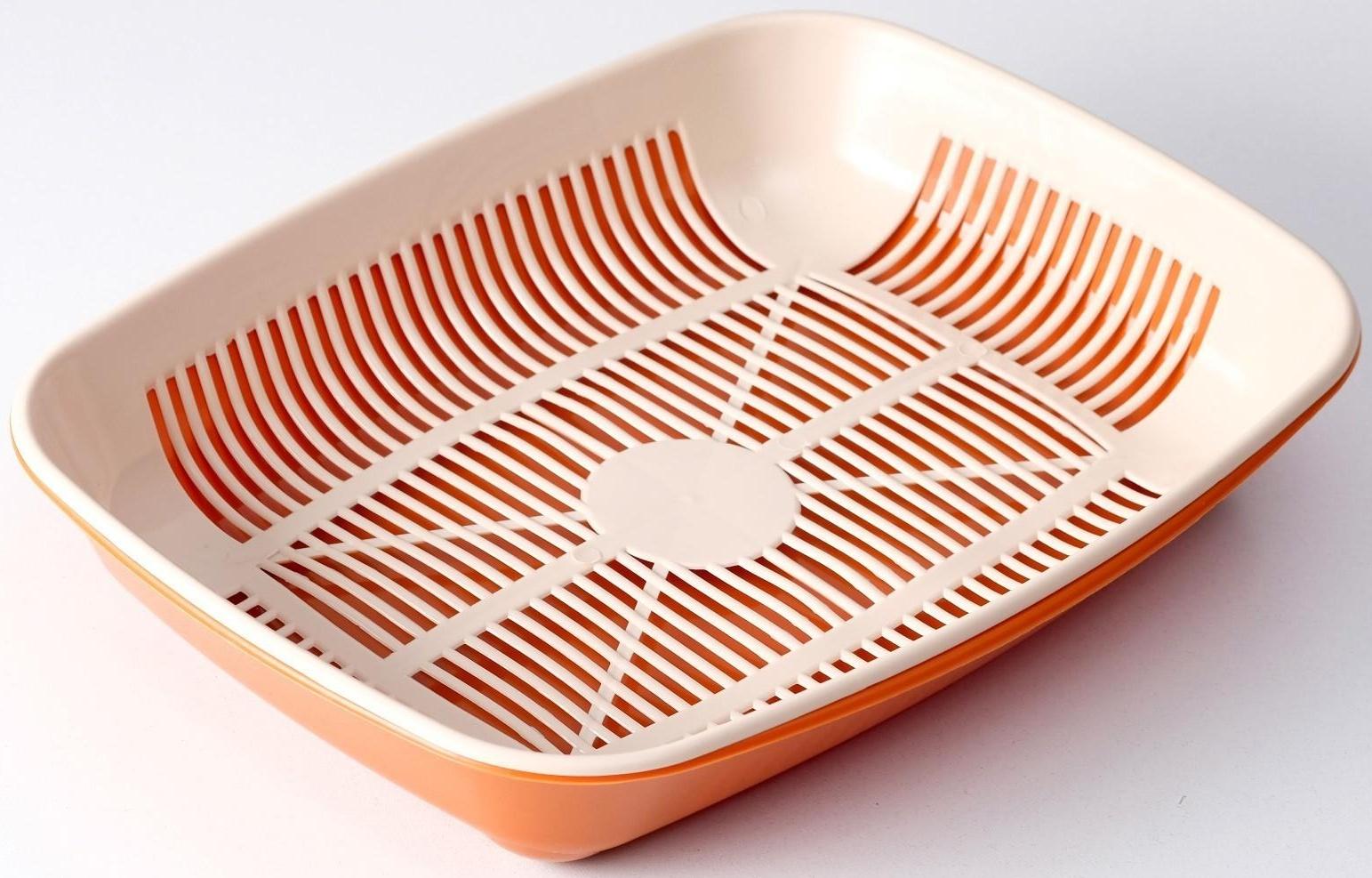 Туалет округлый с сеткой 33,5 х 25 х 6 см, бежево-коричневый