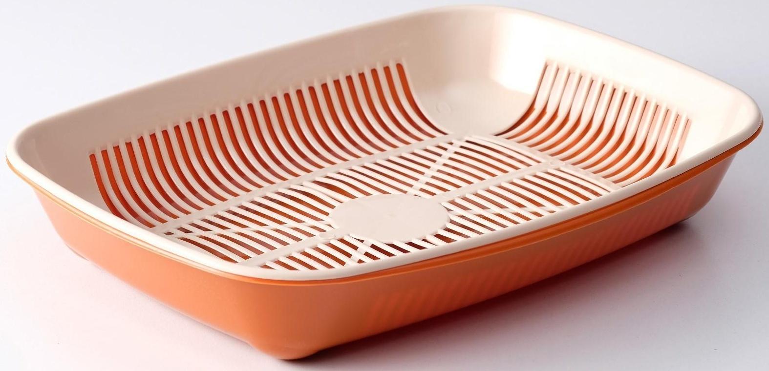 Туалет округлый с сеткой 33,5 х 25 х 6 см, бежево-коричневый