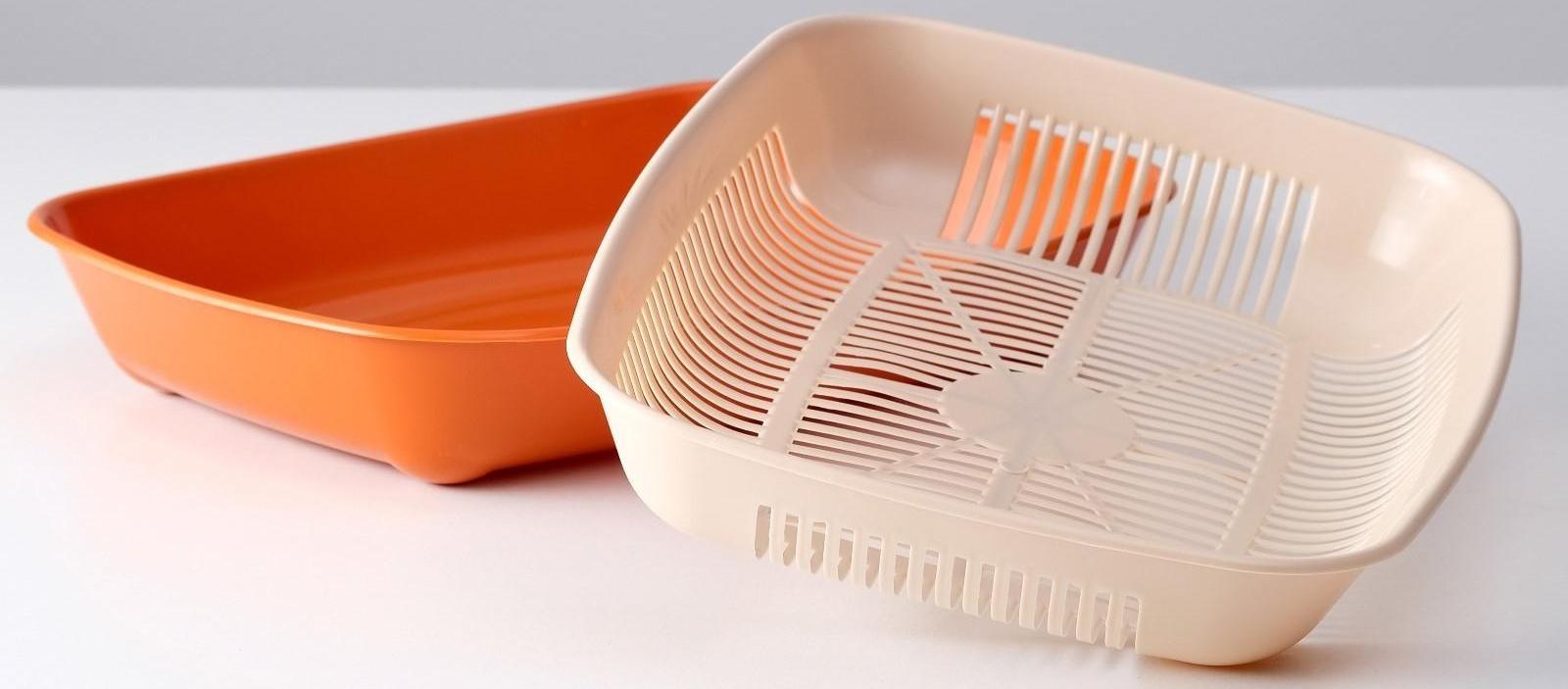 Туалет округлый с сеткой 33,5 х 25 х 6 см, бежево-коричневый