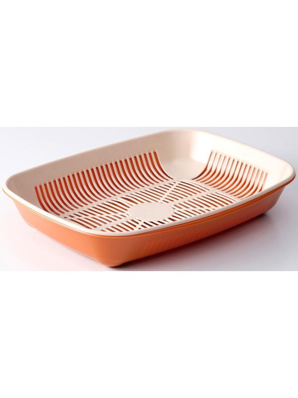 Туалет округлый с сеткой 33,5 х 25 х 6 см, бежево-коричневый