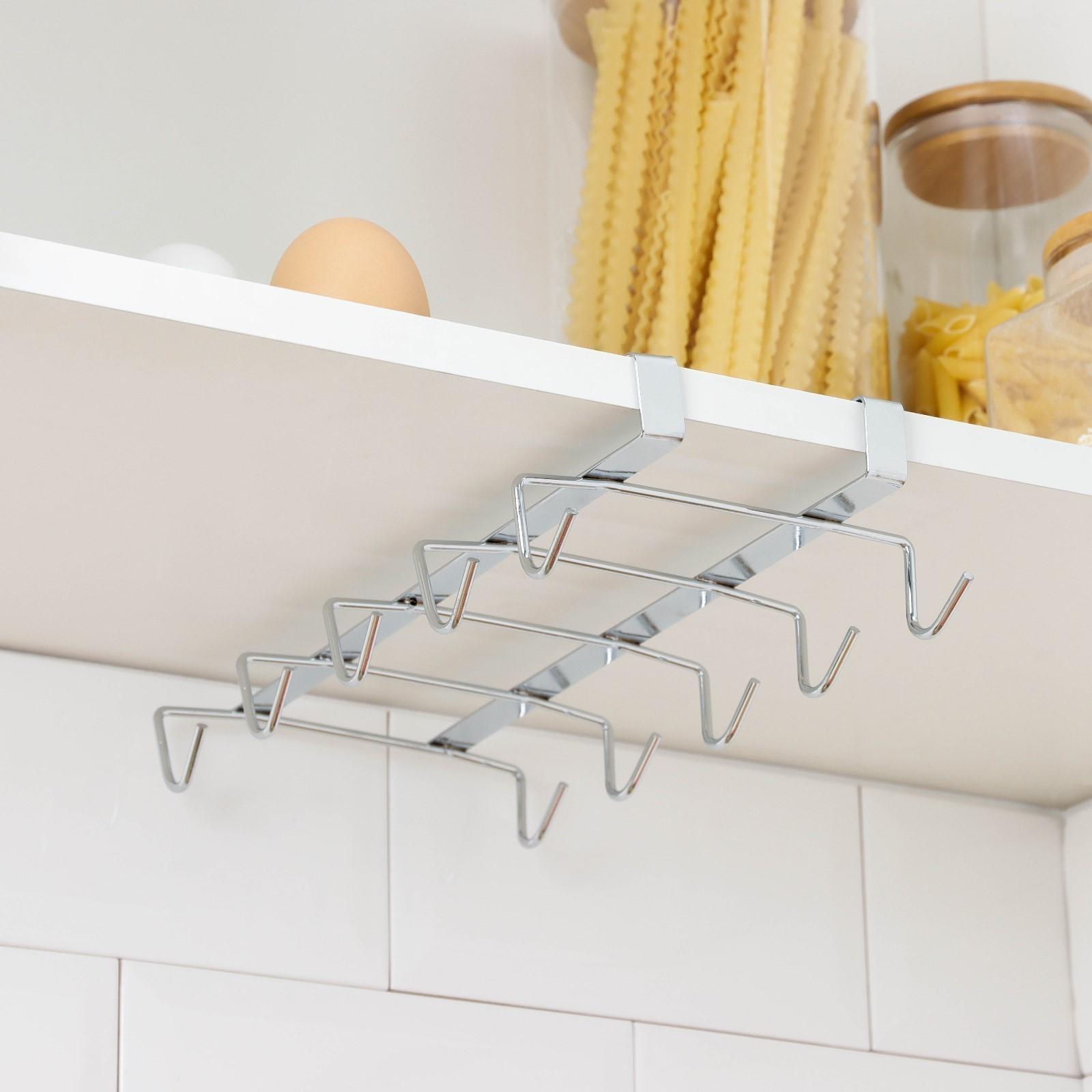 Держатель для кружек подвесной на 10 предметов Доляна, 27,5×14×6,5 см, цвет серебристый