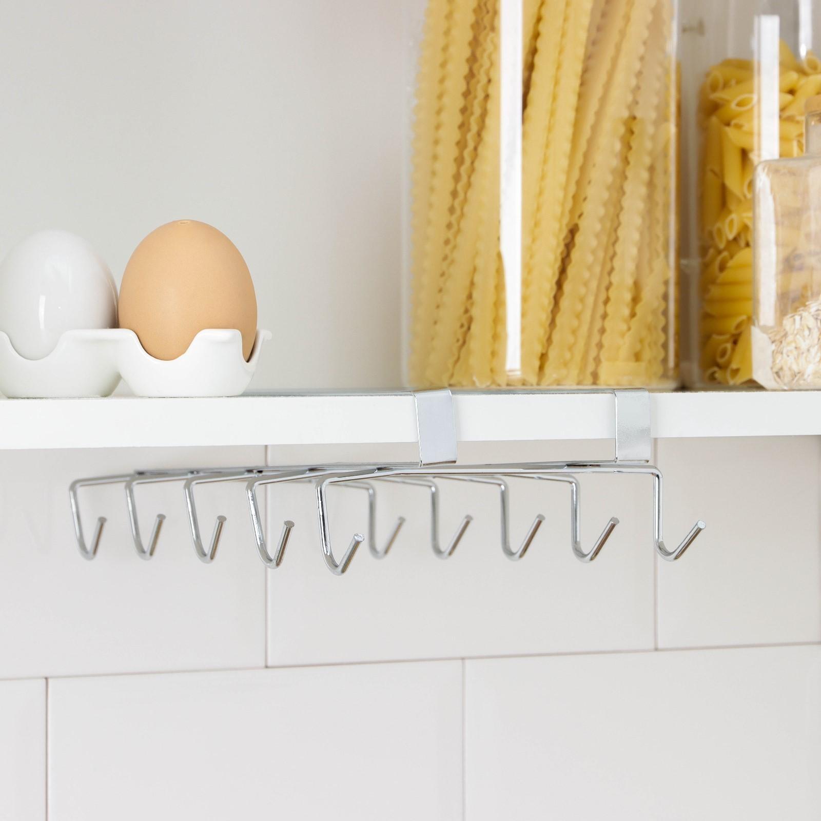 Держатель для кружек подвесной на 10 предметов Доляна, 27,5×14×6,5 см, цвет серебристый