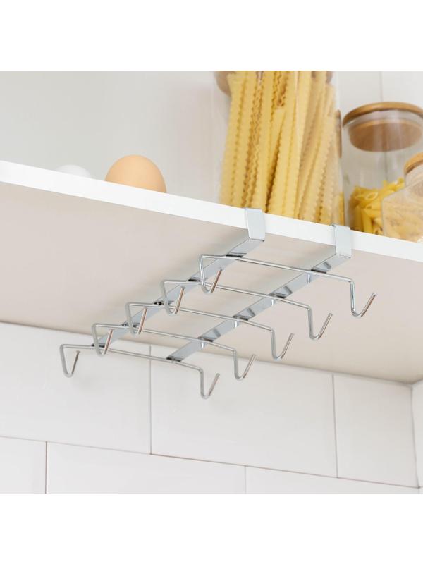 Держатель для кружек подвесной на 10 предметов Доляна, 27,5×14×6,5 см, цвет серебристый