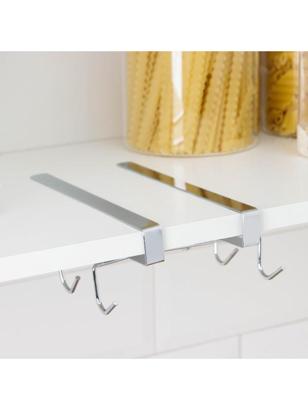 Держатель для кружек подвесной на 10 предметов Доляна, 27,5×14×6,5 см, цвет серебристый